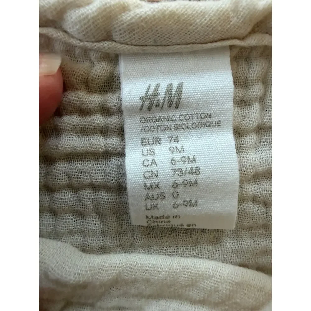 H&M Organic Cotton Gauze Top Pocket Girls Baby 9M